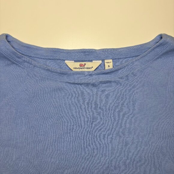 Vineyard Vines Womens Round Neck Long Sleeves Top Sz Small Blue Pima Modal Blend - Picture 2 of 7